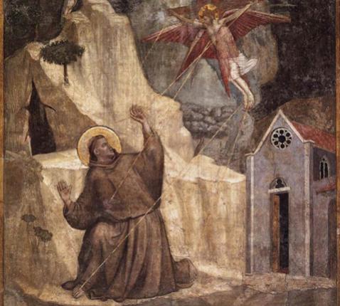 Franciscus ontvangt de stigmata, Giotto 1325-28, Bardi-kapel Santa Croce, Firenze 