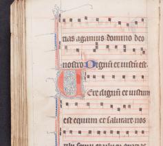 Muzieknotaties in het manuscript (AGSB, Ms. 77/98, fol. 47v) © stad Brugge