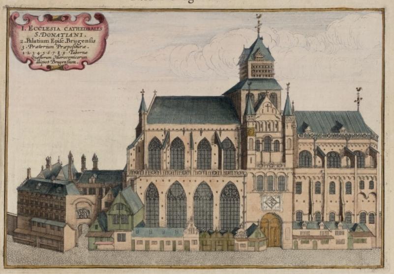 De Sint-Donaaskathedraal, door Antonius Sanderus - Flandria Illustrata  © Publiek domein, https://commons. wikimedia.org/w/index.php?curid=45230754