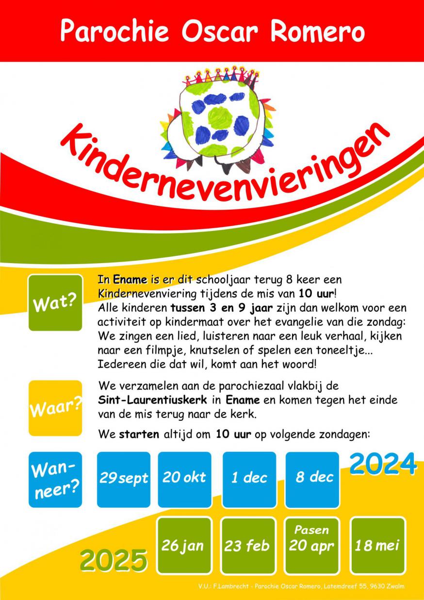 Kindernevenvieringen  werkjaar 2024-2025 