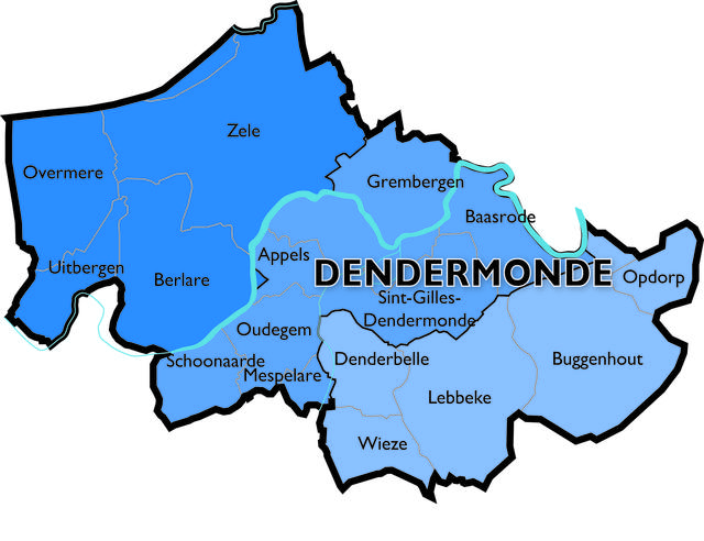 Kaart Dekenaat Dendermonde © Bisdom Gent