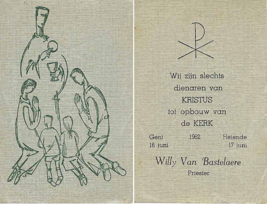 E.H. Willy Van Bastelaere, 60 jaar priester (gedachtenisprentje bij de priesterwijding) 