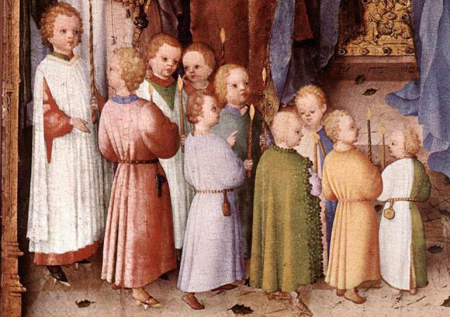 Kinderen vieren Lichtmis in de late middeleeuwen 
