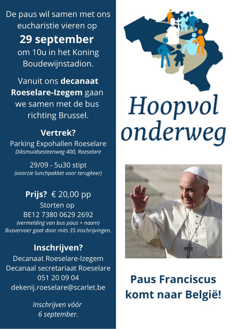 Paus Franciscus komt naar België! 